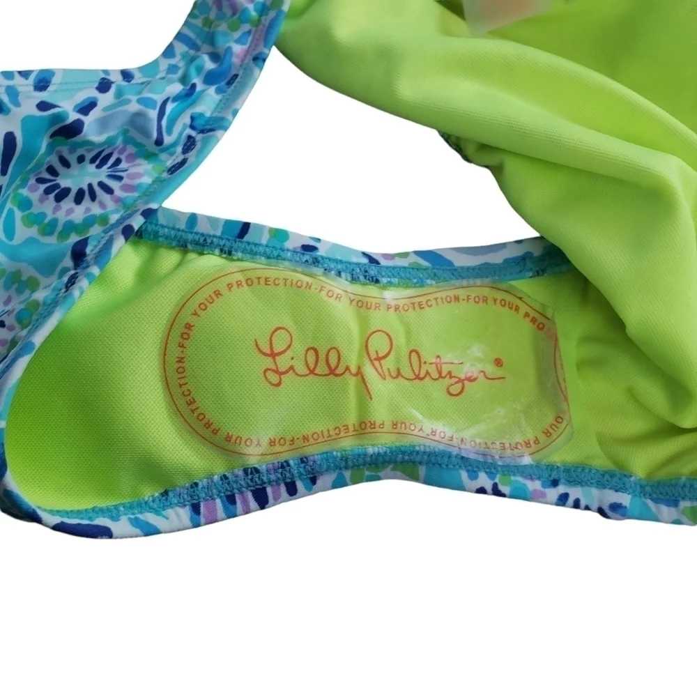 Lilly Pulitzer Pico High Cut Bottoms blue Ibiza open water new with tag size 14